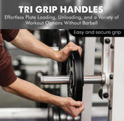 Tri-Grip Cast Iron Weight Plates with Rubber Coating – 1-Inch Standard Barbell Weights (2.5kg to 25kg) – Sold in Pairs for Home & Gym Use