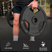 Olympic Cast Iron Weight Plates Set – Tri-Grip 2-Inch Barbell Weights (5kg to 25kg) – Pair – Ideal for Home & Gym Workouts