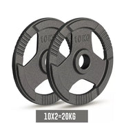 Olympic Cast Iron Weight Plates Set – Tri-Grip 2-Inch Barbell Weights (5kg to 25kg) – Pair – Ideal for Home & Gym Workouts