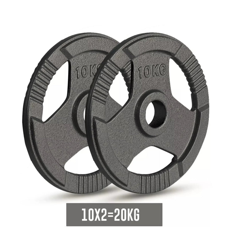 Olympic Cast Iron Weight Plates Set – Tri-Grip 2-Inch Barbell Weights (5kg to 25kg) – Pair – Ideal for Home & Gym Workouts