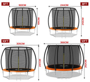 Outdoor Trampoline 6FT/8FT/10FT/12FT - Rebounder Trampoline for Toddlers, Kids & Adults with Safety Enclosure Net, Anti-tear, UV-Proof Pad, Exercise & Fitness