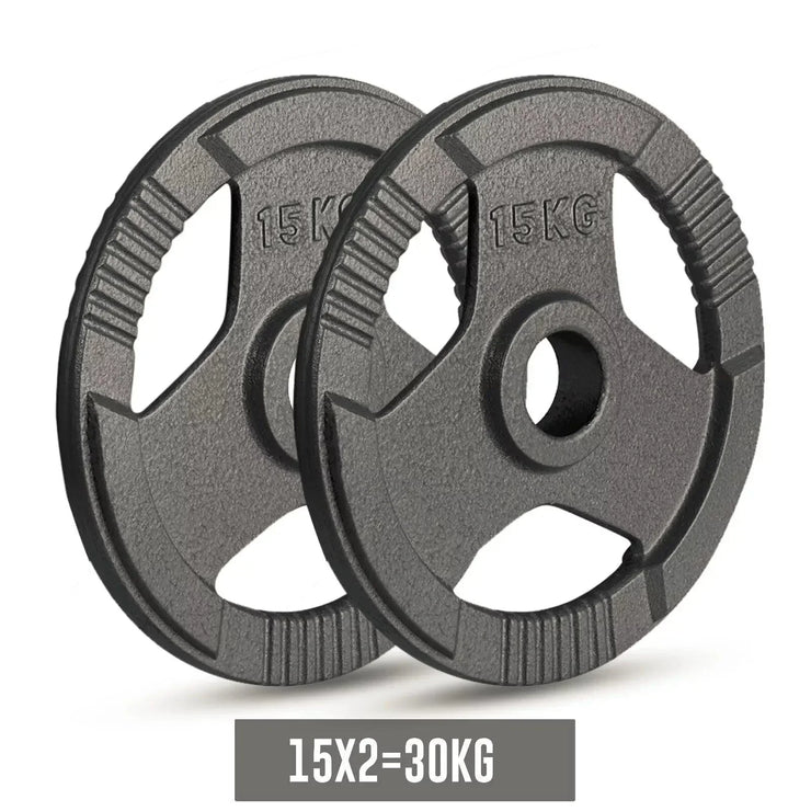 Olympic Cast Iron Weight Plates Set – Tri-Grip 2-Inch Barbell Weights (5kg to 25kg) – Pair – Ideal for Home & Gym Workouts