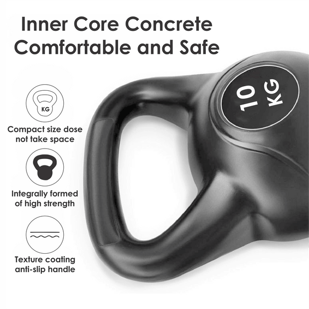 10kg Vinyl Coated Kettlebell – Heavy Duty Weight for Home Gym Workouts, Strength Training & Fitness – Ideal for Men & Women