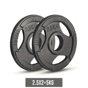 Olympic Cast Iron Weight Plates Set – Tri-Grip 2-Inch Barbell Weights (5kg to 25kg) – Pair – Ideal for Home & Gym Workouts
