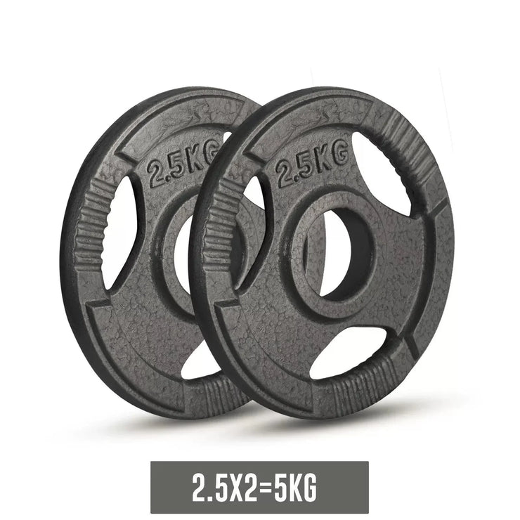 Olympic Cast Iron Weight Plates Set – Tri-Grip 2-Inch Barbell Weights (5kg to 25kg) – Pair – Ideal for Home & Gym Workouts