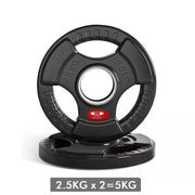 Olympic Weight Plates with Rubber Coating – 2-Inch Cast Iron Core Tri-Grip Barbell Plates (2.5kg to 25kg) – Sold in Pairs for Home & Gym Strength Training