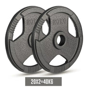 Olympic Cast Iron Weight Plates Set – Tri-Grip 2-Inch Barbell Weights (5kg to 25kg) – Pair – Ideal for Home & Gym Workouts