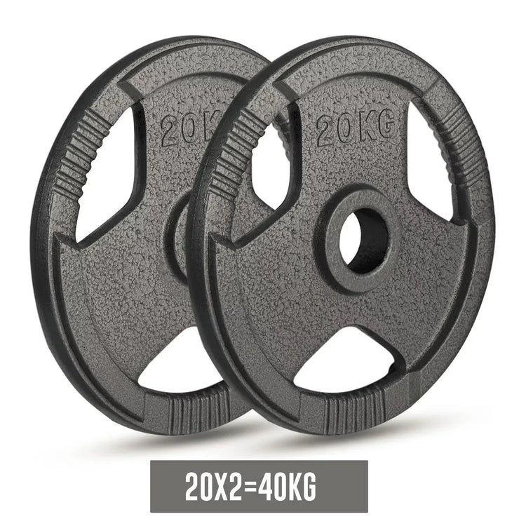 Olympic Cast Iron Weight Plates Set – Tri-Grip 2-Inch Barbell Weights (5kg to 25kg) – Pair – Ideal for Home & Gym Workouts