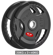 Olympic Weight Plates with Rubber Coating – 2-Inch Cast Iron Core Tri-Grip Barbell Plates (2.5kg to 25kg) – Sold in Pairs for Home & Gym Strength Training