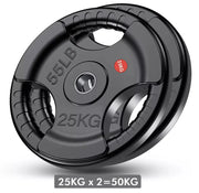 Tri-Grip Cast Iron Weight Plates with Rubber Coating – 1-Inch Standard Barbell Weights (2.5kg to 25kg) – Sold in Pairs for Home & Gym Use