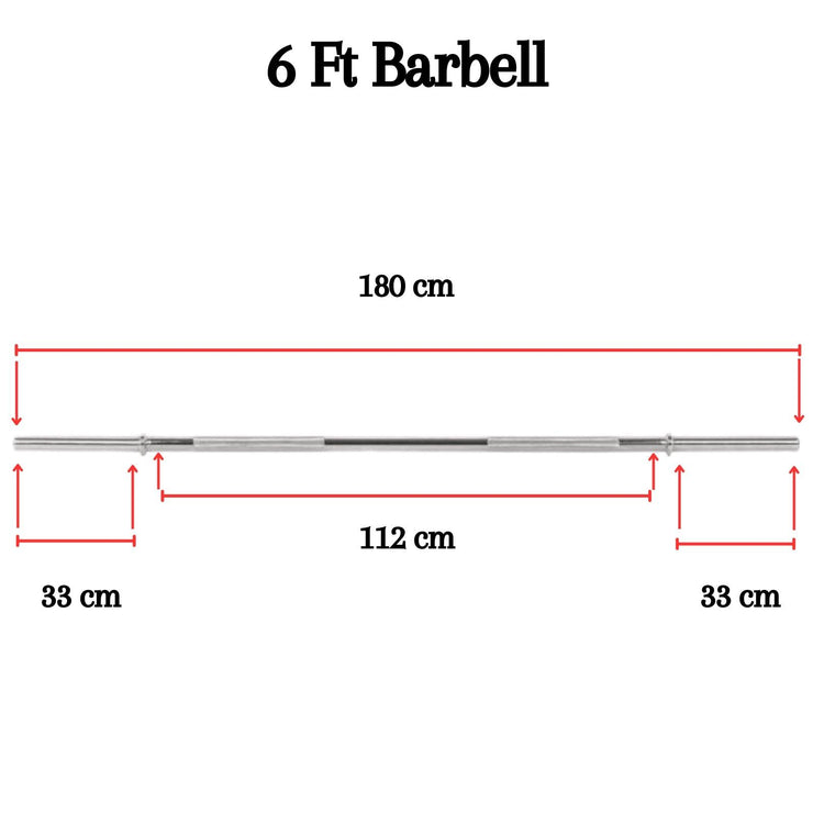 Standard 1" Chrome Barbell – 4ft, 5ft, 6ft, 7ft | Knurled Grip, Collars Included | Fits 1" Weight Plates – Home Gym & Strength Training