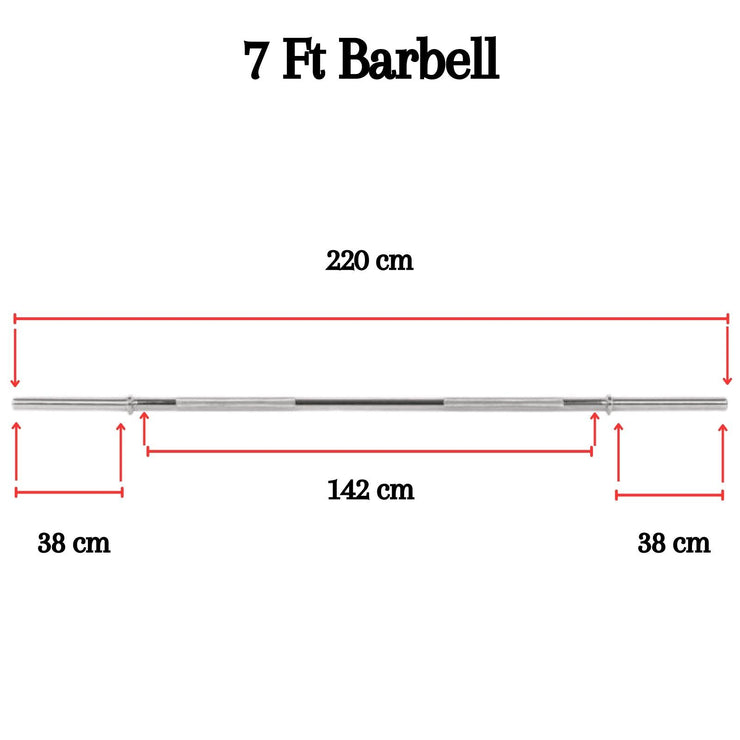 Standard 1" Chrome Barbell – 4ft, 5ft, 6ft, 7ft | Knurled Grip, Collars Included | Fits 1" Weight Plates – Home Gym & Strength Training