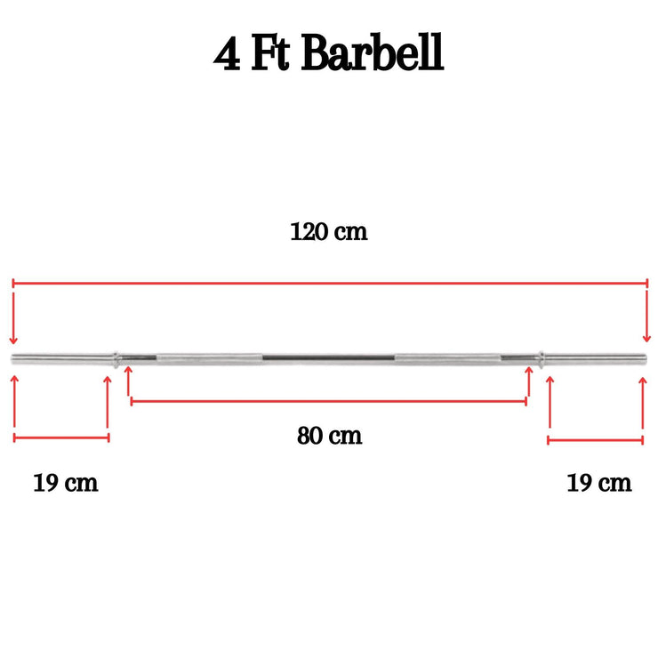 Standard 1" Chrome Barbell – 4ft, 5ft, 6ft, 7ft | Knurled Grip, Collars Included | Fits 1" Weight Plates – Home Gym & Strength Training