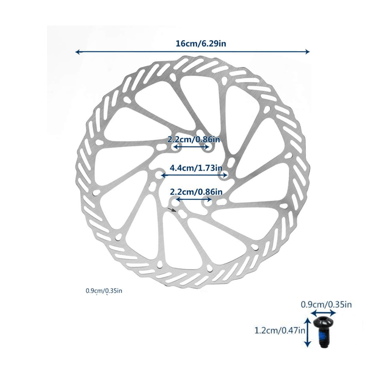 160mm Bike Disc Brake Rotor (Set of 2) With 12 Screws