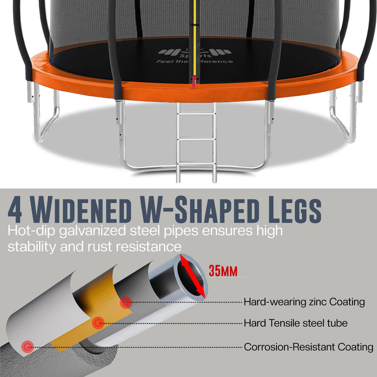 Outdoor Trampoline 6FT/8FT/10FT/12FT - Rebounder Trampoline for Toddlers, Kids & Adults with Safety Enclosure Net, Anti-tear, UV-Proof Pad, Exercise & Fitness