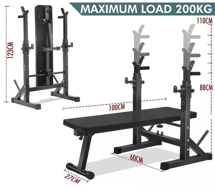 Weight Training Bench Press Multi-Function Adjustable Barbell Lifting Gym Rack