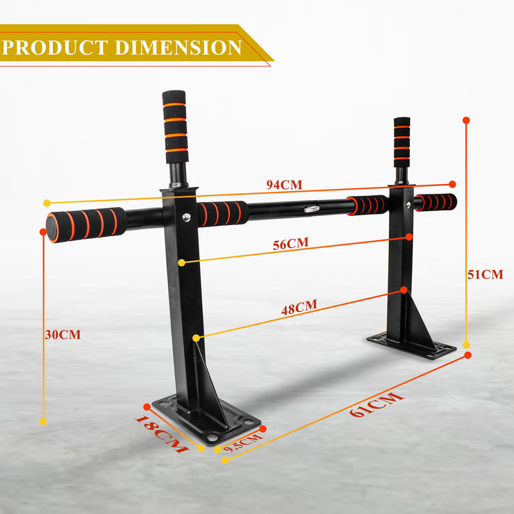 Wall Mounted Pull Chin Up Bar Heavy Duty Dip Station Gym Home Exercise Fitness