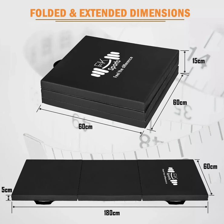 Tri Folding Mat Exercise Gym Gymnastic Fitness Workout Mat with Handles 3 Panels