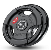 Olympic Weight Plates with Rubber Coating – 2-Inch Cast Iron Core Tri-Grip Barbell Plates (2.5kg to 25kg) – Sold in Pairs for Home & Gym Strength Training