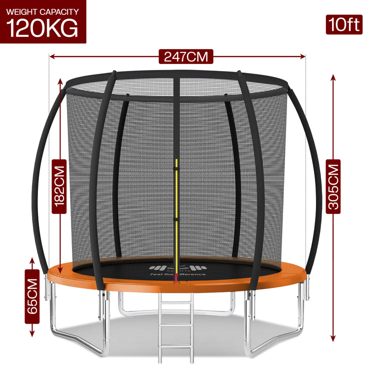 Outdoor Trampoline 6FT/8FT/10FT/12FT - Rebounder Trampoline for Toddlers, Kids & Adults with Safety Enclosure Net, Anti-tear, UV-Proof Pad, Exercise & Fitness