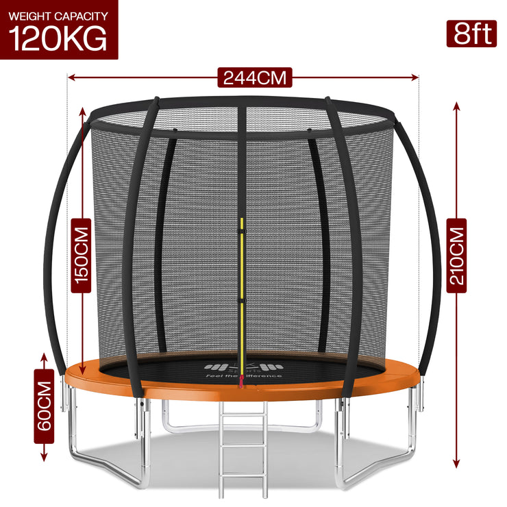 Outdoor Trampoline 6FT/8FT/10FT/12FT - Rebounder Trampoline for Toddlers, Kids & Adults with Safety Enclosure Net, Anti-tear, UV-Proof Pad, Exercise & Fitness