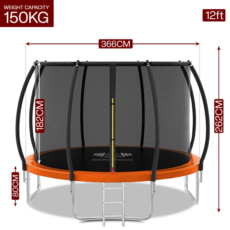 Outdoor Trampoline 6FT/8FT/10FT/12FT - Rebounder Trampoline for Toddlers, Kids & Adults with Safety Enclosure Net, Anti-tear, UV-Proof Pad, Exercise & Fitness
