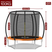 Outdoor Trampoline 6FT/8FT/10FT/12FT - Rebounder Trampoline for Toddlers, Kids & Adults with Safety Enclosure Net, Anti-tear, UV-Proof Pad, Exercise & Fitness