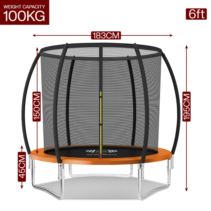 Outdoor Trampoline 6FT/8FT/10FT/12FT - Rebounder Trampoline for Toddlers, Kids & Adults with Safety Enclosure Net, Anti-tear, UV-Proof Pad, Exercise & Fitness