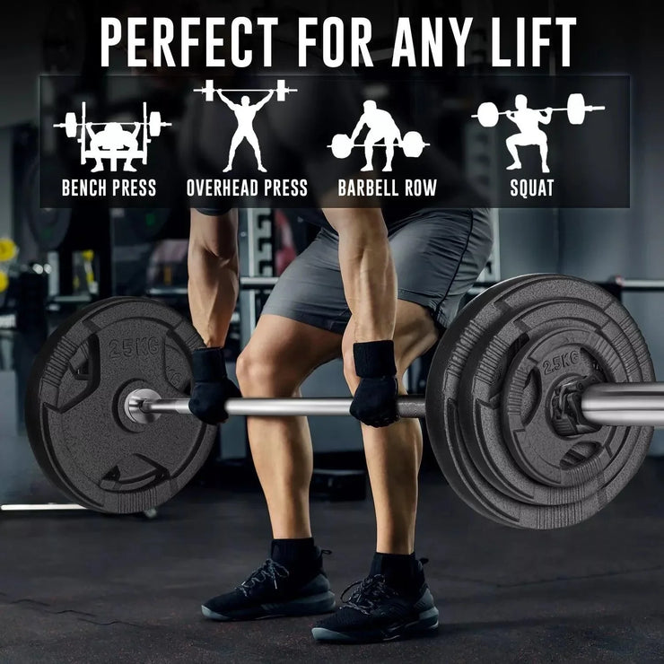 Olympic Cast Iron Weight Plates Set – Tri-Grip 2-Inch Barbell Weights (5kg to 25kg) – Pair – Ideal for Home & Gym Workouts