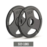 Olympic Cast Iron Weight Plates Set – Tri-Grip 2-Inch Barbell Weights (5kg to 25kg) – Pair – Ideal for Home & Gym Workouts