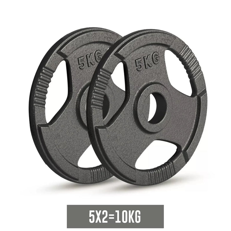 Olympic Cast Iron Weight Plates Set – Tri-Grip 2-Inch Barbell Weights (5kg to 25kg) – Pair – Ideal for Home & Gym Workouts