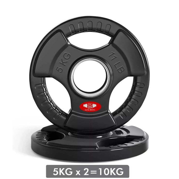 Olympic Weight Plates with Rubber Coating – 2-Inch Cast Iron Core Tri-Grip Barbell Plates (2.5kg to 25kg) – Sold in Pairs for Home & Gym Strength Training