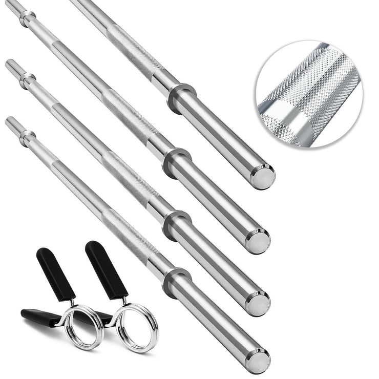 Standard 1" Chrome Barbell – 4ft, 5ft, 6ft, 7ft | Knurled Grip, Collars Included | Fits 1" Weight Plates – Home Gym & Strength Training