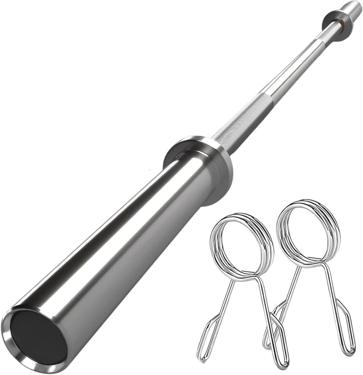 Olympic Barbell Bar – 2" Chrome Finish | 4ft, 5ft, 6ft, 7ft with Collars | Anti-Slip Grip for Weightlifting & Strength Training