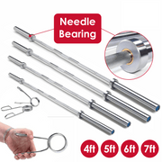 Olympic Barbell Bar – 2" Chrome Finish | 4ft, 5ft, 6ft, 7ft with Collars | Anti-Slip Grip for Weightlifting & Strength Training