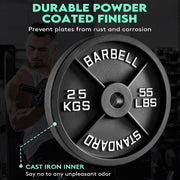 Olympic Cast Iron Weight Plates – 2-Inch Barbell Weights (2.5kg to 25kg) – Heavy-Duty Plates for Home Gym & Fitness – Sold in Pairs