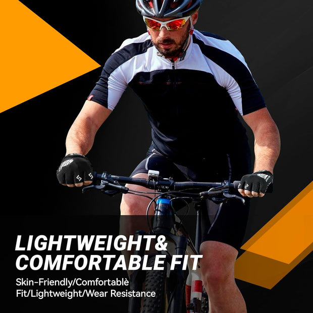 Bike Cycling Sports Gloves: Half Finger Bicycle Gloves for Men Women with 5MM Gel Pad - Anti-Slip Exercise Workout Gloves for Gym Motorcycle