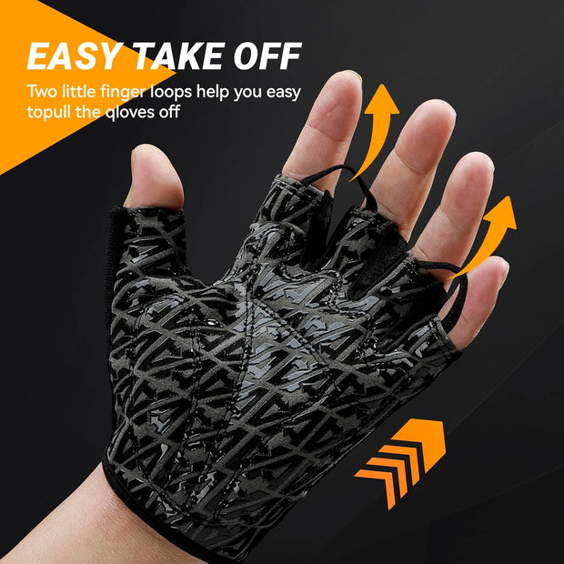 Bike Cycling Sports Gloves: Half Finger Bicycle Gloves for Men Women with 5MM Gel Pad - Anti-Slip Exercise Workout Gloves for Gym Motorcycle