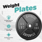 Olympic Cast Iron Weight Plates – 2-Inch Barbell Weights (2.5kg to 25kg) – Heavy-Duty Plates for Home Gym & Fitness – Sold in Pairs