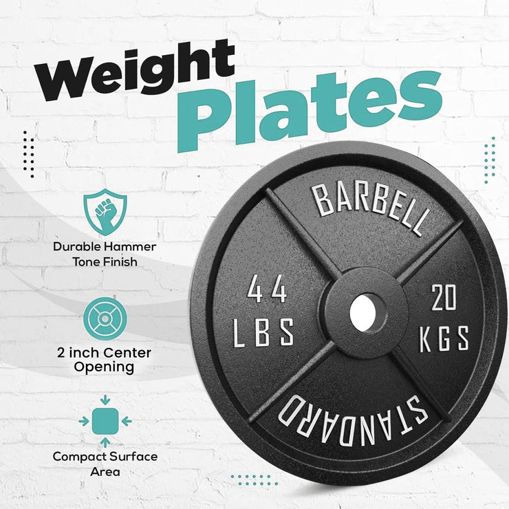 Olympic Cast Iron Weight Plates – 2-Inch Barbell Weights (2.5kg to 25kg) – Heavy-Duty Plates for Home Gym & Fitness – Sold in Pairs