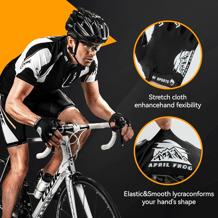 Bike Cycling Sports Gloves: Half Finger Bicycle Gloves for Men Women with 5MM Gel Pad - Anti-Slip Exercise Workout Gloves for Gym Motorcycle