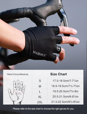 INBIKE Cycling Gloves - Shock-Absorbing, Breathable, Anti-Slip Fingerless Road Bike Gloves for Men & Women
