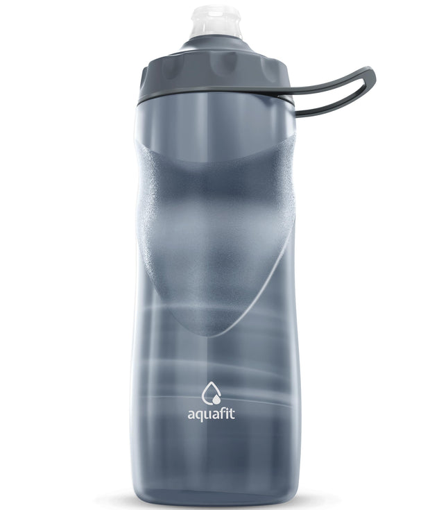 AQUAFIT Insulated Water Bottle - 20oz Leakproof Sports Water Bottle with Bite Lid, Bike Water Bottle, Easy Squeeze Water Bottles, Spill Proof for Cycling Bicycle - Fits Most Bike Cages (Black)
