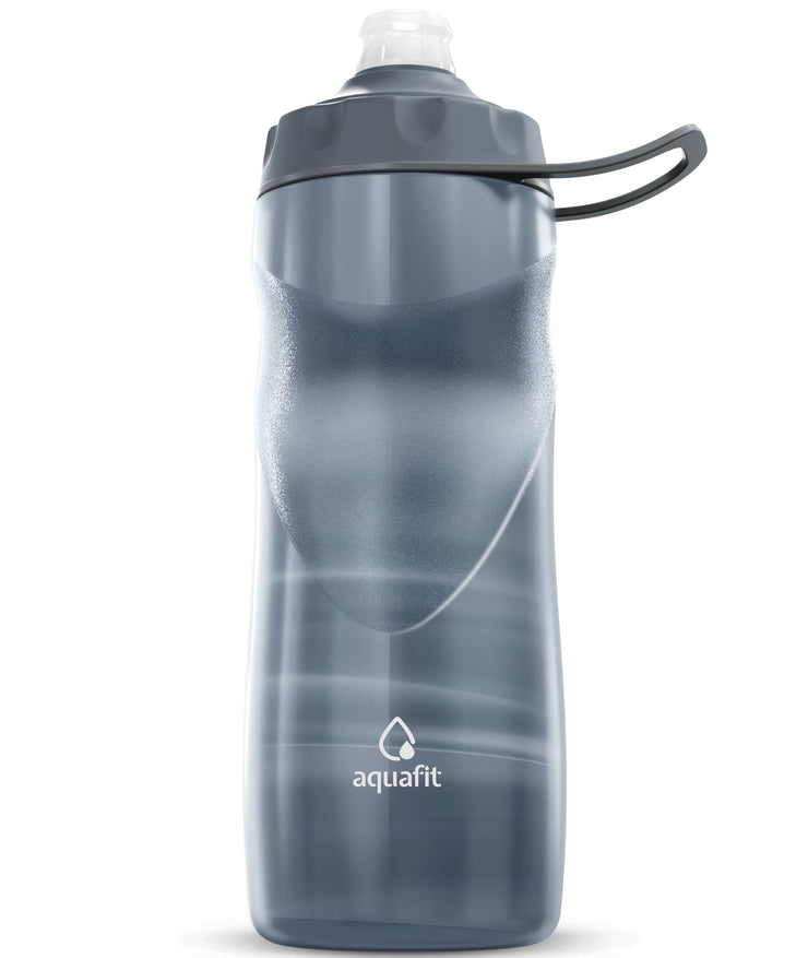 AQUAFIT Insulated Water Bottle - 20oz Leakproof Sports Water Bottle with Bite Lid, Bike Water Bottle, Easy Squeeze Water Bottles, Spill Proof for Cycling Bicycle - Fits Most Bike Cages (Black)