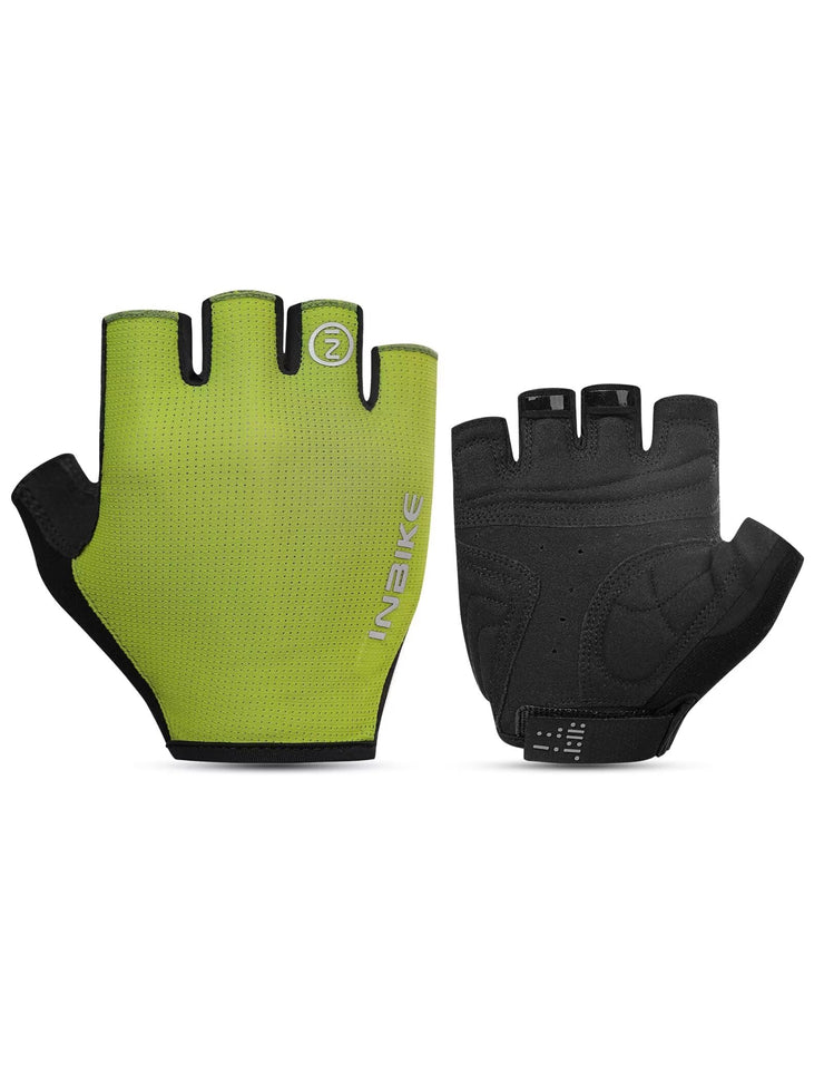 INBIKE Cycling Gloves - Shock-Absorbing, Breathable, Anti-Slip Fingerless Road Bike Gloves for Men & Women