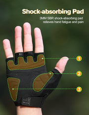 INBIKE Cycling Gloves - Shock-Absorbing, Breathable, Anti-Slip Fingerless Road Bike Gloves for Men & Women