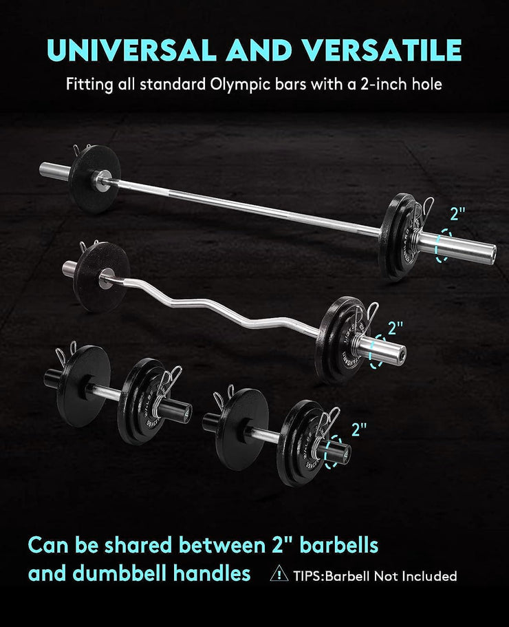 Olympic Cast Iron Weight Plates – 2-Inch Barbell Weights (2.5kg to 25kg) – Heavy-Duty Plates for Home Gym & Fitness – Sold in Pairs