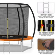 Outdoor Trampoline 6FT/8FT/10FT/12FT - Rebounder Trampoline for Toddlers, Kids & Adults with Safety Enclosure Net, Anti-tear, UV-Proof Pad, Exercise & Fitness