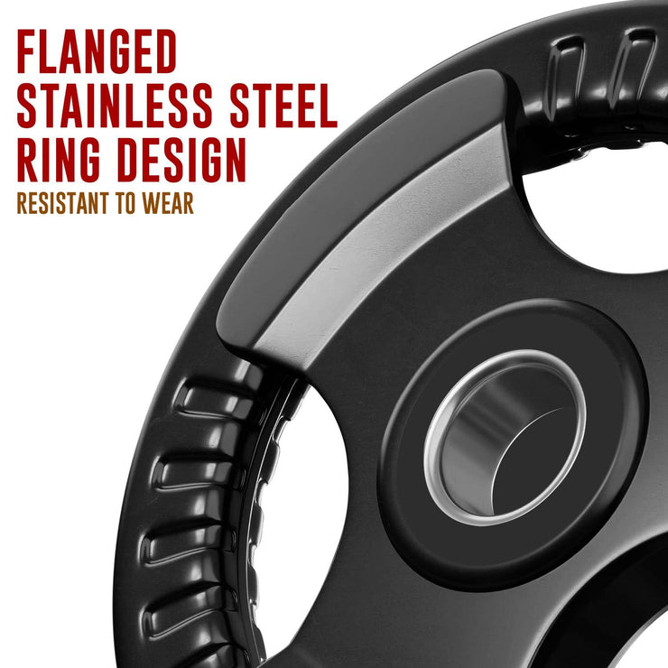 Tri-Grip Cast Iron Weight Plates with Rubber Coating – 1-Inch Standard Barbell Weights (2.5kg to 25kg) – Sold in Pairs for Home & Gym Use