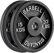 Olympic Cast Iron Weight Plates – 2-Inch Barbell Weights (2.5kg to 25kg) – Heavy-Duty Plates for Home Gym & Fitness – Sold in Pairs